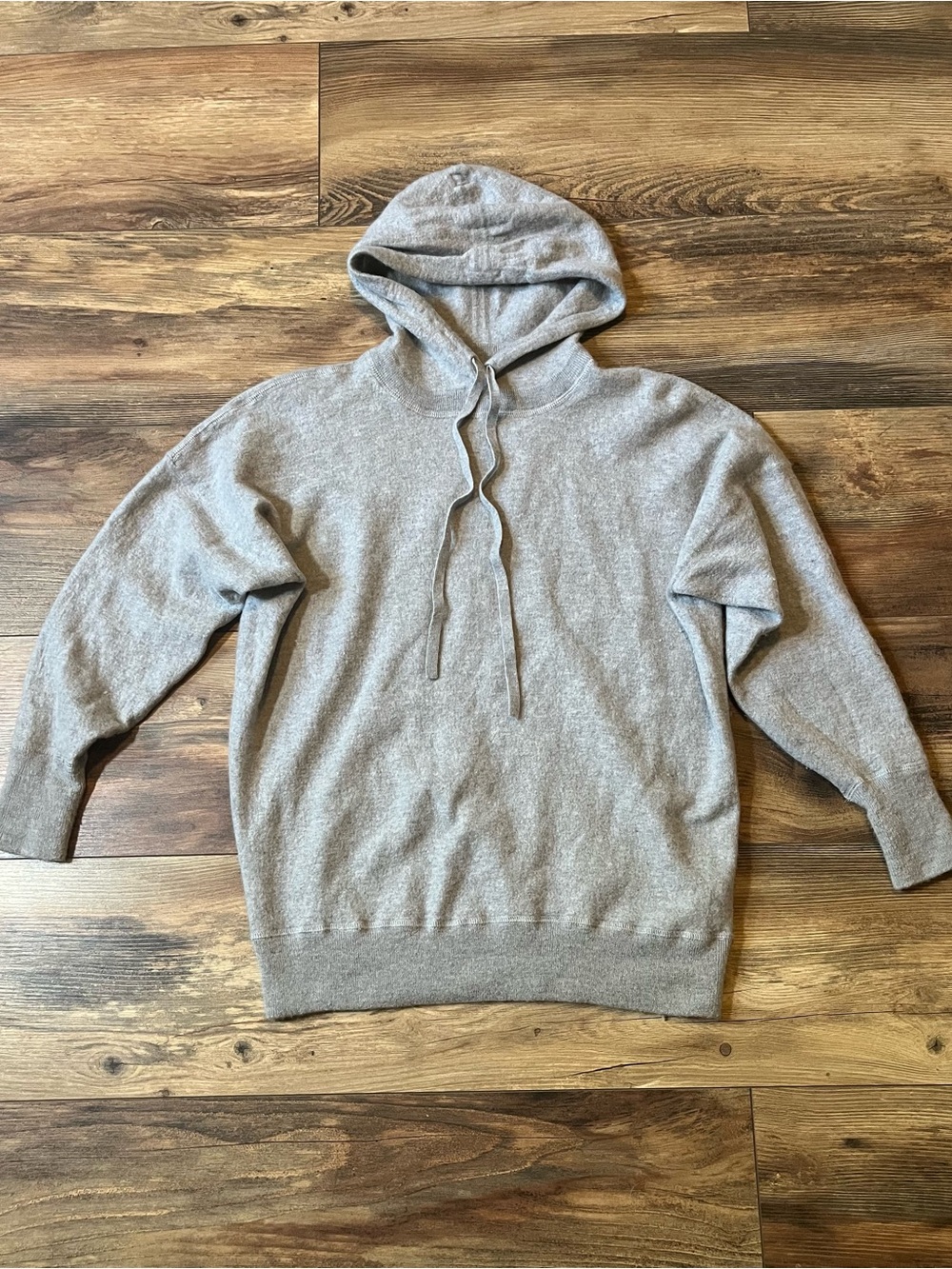 J Crew 100% Cashmere Hoodie Sweater XS Luxury Cozy Gray Drawstring